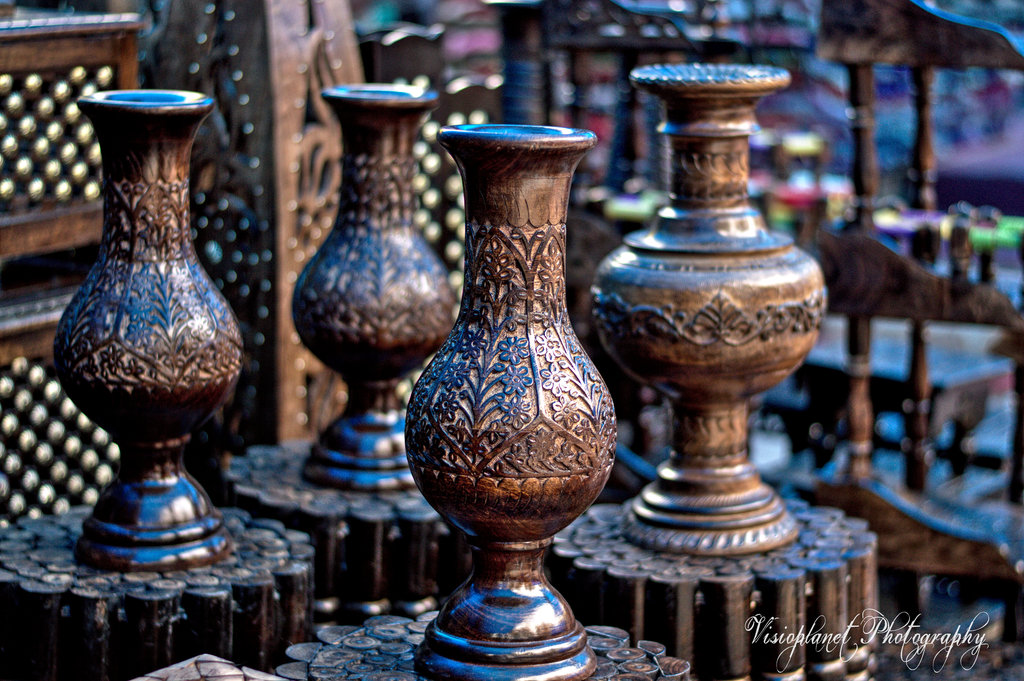 Detailed wooden vases